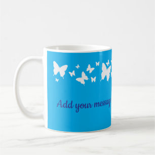 Personalisierter blauer Schmetterling-Becher Hochz Kaffeetasse
