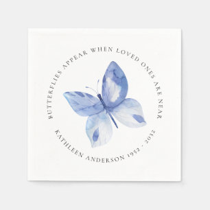 Personalisierter Blauer Schmetterling-Begräbnis Ge Serviette