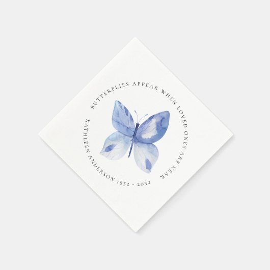 Personalisierter Blauer Schmetterling-Begräbnis Ge Serviette (Ecke)