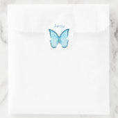 Personalisierter Blauer Schmetterling Runder Aufkleber (Tasche)