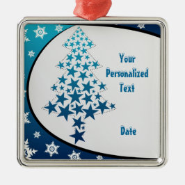 Personalisierter Blauer Schneeflocken Ornament Aus Metall