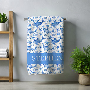 Personalisierter Blauer Seesteufel Strandtuch