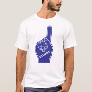 Personalisierter blauer Sport-Schaum-Finger T-Shirt