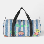 Personalisierter blauer Streifen  Duffle Bag (Rückseite)
