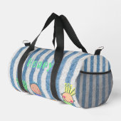 Personalisierter blauer Streifen  Duffle Bag (Rechte Ecke)