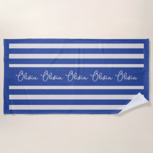 Personalisierter blauer Streifen mit individuellen Strandtuch