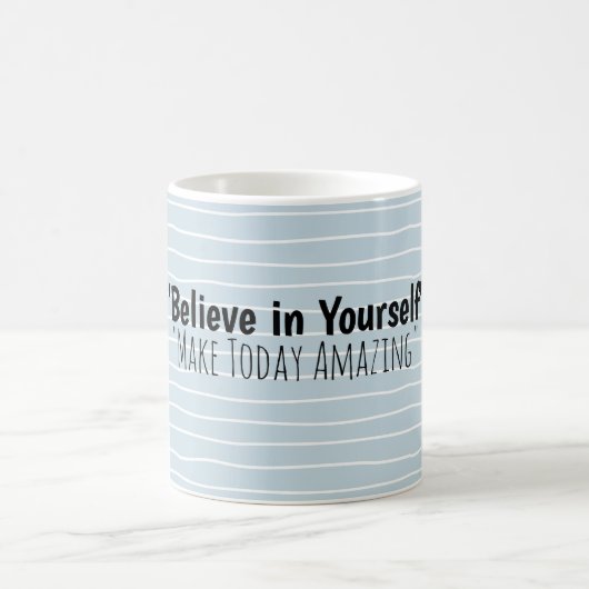 Personalisierter blauer Streifen Name Kaffeetasse (Mittel)