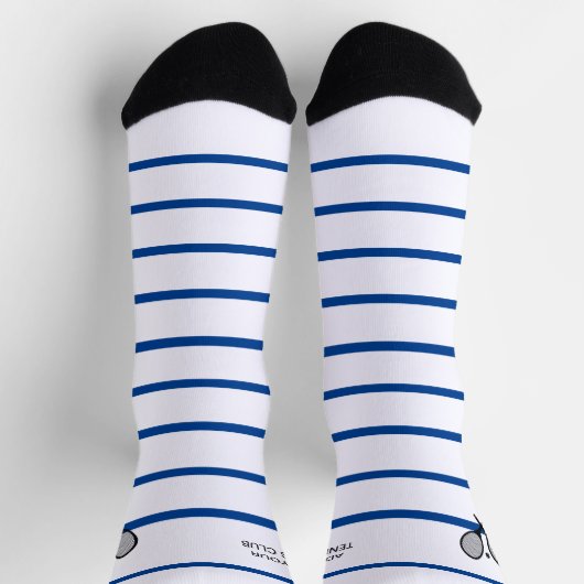 Personalisierter Blauer Streifen Tennis Racket Socken (Oben)