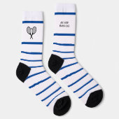 Personalisierter Blauer Streifen Tennis Racket Socken (Rechts)