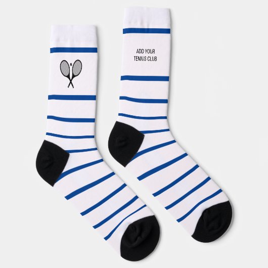 Personalisierter Blauer Streifen Tennis Racket Socken (Rechts)