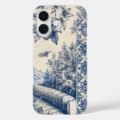 Personalisierter blauer Toile-Garten Case-Mate iPhone Hülle (Rückseite)