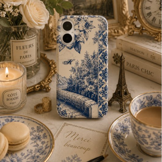 Personalisierter blauer Toile-Garten Case-Mate iPhone Hülle