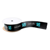 Personalisierter blauer u. schwarzer Bonbon 16 Satinband (Spule)
