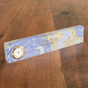 Personalisierter Blauer und Goldmarmor Namensplakette