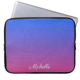 Personalisierter blauer und rosa Ombre-Verlauf Laptopschutzhülle