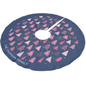 Personalisierter Blauer und rosa Weihnachtsbaum Polyester Weihnachtsbaumdecke (Schrägansicht)