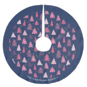 Personalisierter Blauer und rosa Weihnachtsbaum Polyester Weihnachtsbaumdecke (Vorderseite)