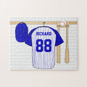 Personalisierter blauer und weißer Baseball Jerse Puzzle