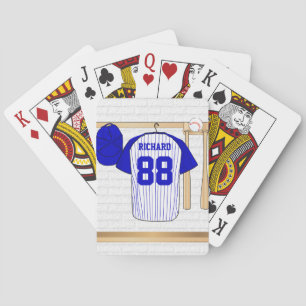 Personalisierter blauer und weißer Baseball Jersey Spielkarten