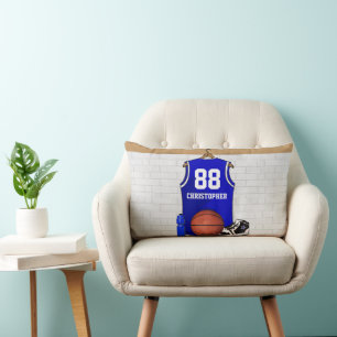 Personalisierter blauer und weißer Basketball Lendenkissen