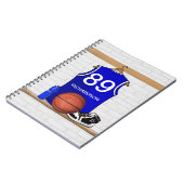 Personalisierter blauer und weißer Basketball Notizblock (Linke Seite)
