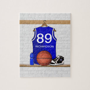 Personalisierter blauer und weißer Basketball Puzzle