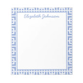 Personalisierter blauer und weißer griechischer Sc Notizblock (Vorderseite)