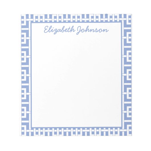 Personalisierter blauer und weißer griechischer Sc Notizblock (Vorderseite)