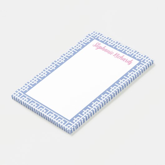 Personalisierter blauer und weißer griechischer Sc Post-it Klebezettel (angewinkelt)