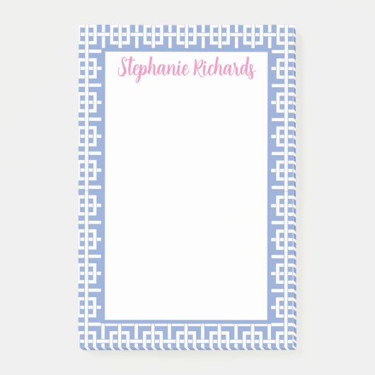 Personalisierter blauer und weißer griechischer Sc Post-it Klebezettel (Vorderseite)