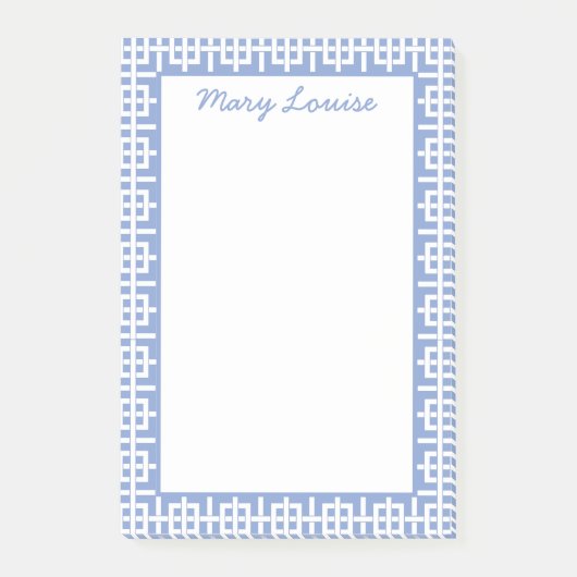 Personalisierter blauer und weißer griechischer Sc Post-it Klebezettel (Vorderseite)