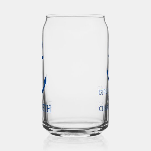 Personalisierter, blauer und weißer Wasseranker Dosenglas (Links)