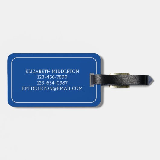 Personalisierter, blauer und weißer Wasseranker Gepäckanhänger (Rückseite horizontal)