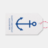 Personalisierter, blauer und weißer Wasseranker Geschenkanhänger (Vorderseite (Horizontal))