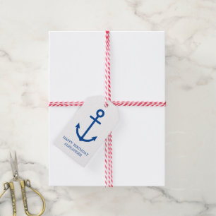Personalisierter, blauer und weißer Wasseranker Geschenkanhänger