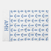 Personalisierter, blauer und weißer Wasseranker Geschirrtuch (Horizontal)