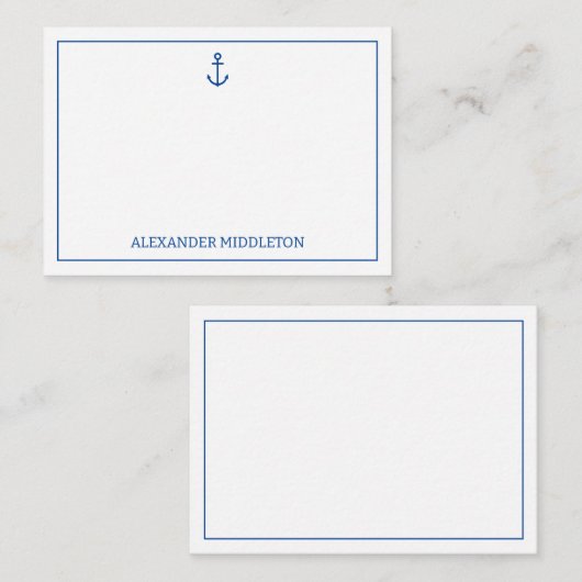 Personalisierter, blauer und weißer Wasseranker Mitteilungskarte (Vorne/Hinten)