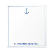 Personalisierter, blauer und weißer Wasseranker Notizblock (Vorderseite)