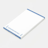 Personalisierter, blauer und weißer Wasseranker Post-it Klebezettel (angewinkelt)