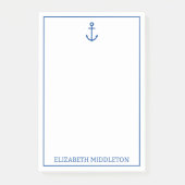 Personalisierter, blauer und weißer Wasseranker Post-it Klebezettel (Vorderseite)