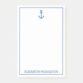 Personalisierter, blauer und weißer Wasseranker Post-it Klebezettel