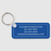 Personalisierter, blauer und weißer Wasseranker Schlüsselanhänger (Rückseite)