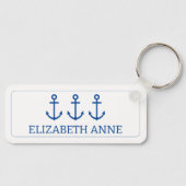 Personalisierter, blauer und weißer Wasseranker Schlüsselanhänger (Vorderseite)