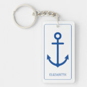 Personalisierter, blauer und weißer Wasseranker Schlüsselanhänger (Vorderseite)