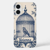 Personalisierter blauer Vogelkäfig-Toile Case-Mate iPhone Hülle (Rückseite)