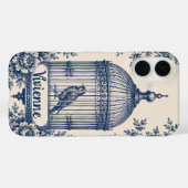 Personalisierter blauer Vogelkäfig-Toile Case-Mate iPhone Hülle (Rückseite (Horizontal))