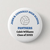 Personalisierter blauer Volleyballspieler der High Button (Vorderseite)