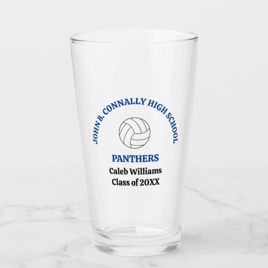 Personalisierter blauer Volleyballspieler der High Glas (Vorderseite)