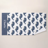 Personalisierter blauer Wal Kinder Badehandtuch (Badehandtuch)