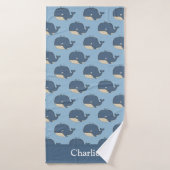 Personalisierter blauer Wal Kinder Badehandtuch (Badehandtuch)